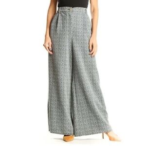 Cartonnier Anthropolgie Gray printed retro wide leg Jacquard pants